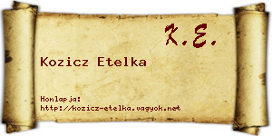 Kozicz Etelka névjegykártya